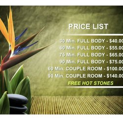 Health Massage - Price List