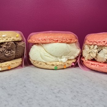 Le Macaron French Pastries - Enjoy a macaron glace: a large macaron shell with either chocolate, vanilla, or caramel gelato. - Coffee & Tea Near Me - Canton, Georgia Le Macaron French Pastries - Enjoy a macaron glace: a large macaron shell with either chocolate, vanilla, or caramel gelato. - Coffee & Tea Near Me - Canton, Georgia