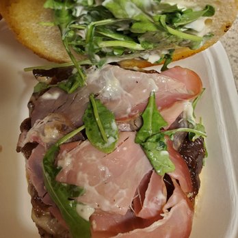 Hangry Belly - The jamming burger was certainly that. Jamming with arugula, prosciutto, onion jam, roasted garlic aioli, swiss and potato bun - Burgers Near Me - Long Beach, California