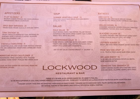 Menu photo 8 Lockwood Restaurant & Bar Chicago, IL