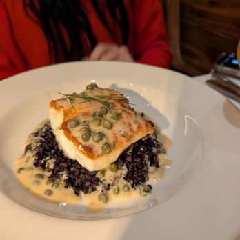 Briarpatch Restaurant - Halibut with black rice - American Near Me - Winter Park, Florida Briarpatch Restaurant - Halibut with black rice - American Near Me - Winter Park, Florida