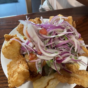 El Chalan Restaurant - Very delicious, I had some fish appetizers Deep Fried Fish Chunks or Calamari / Chicharron de Pescado o Calamari and causa de camarones - Latin American Near Me - Miami, Florida