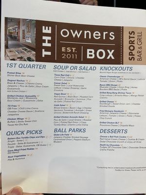 Menu photo 4 The Owners Box Dallas, TX Menu photo 4 The Owners Box Dallas, TX