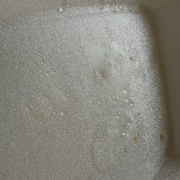 Expanded Polystyrene (EPS) foam container that visibly softened and melted wherever it touched the food.