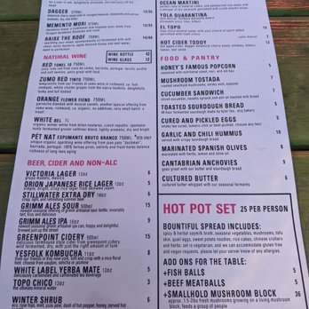 Honey's - Menu - Cocktail Bars Near Me - Brooklyn, New York