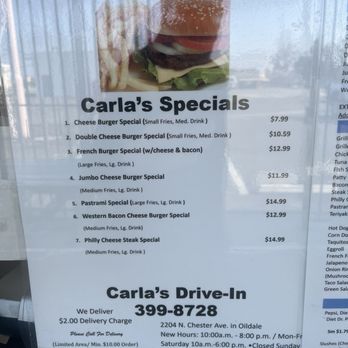 Carla's Drive In - Current specials - Burgers Near Me - Bakersfield, California