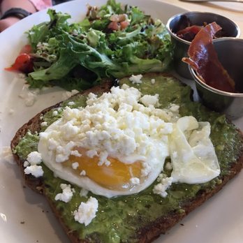 Urban Egg - Belleview - Avocado toast with a fried egg, cheese and a side salad - Breakfast & Brunch Near Me - Denver, Colorado