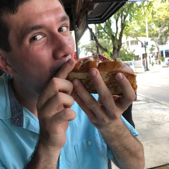 DJ's Clam Shack - He's never had good lobster before. Wish him luck! - Seafood Near Me - Key West, Florida