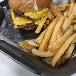 Smashburger and fries Smashburger and fries