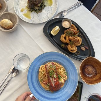 Elia - Arnisia Paidakia (lamb chops), Bucatini Astakos (lobster pasta), & Kalamarakia (calamari) - Greek Near Me - Pleasanton, California Elia - Arnisia Paidakia (lamb chops), Bucatini Astakos (lobster pasta), & Kalamarakia (calamari) - Greek Near Me - Pleasanton, California