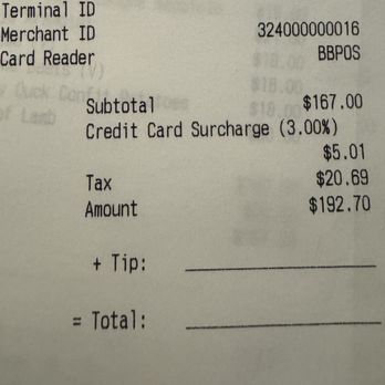 Sinatra - 3% credit card surcharge? Tell me you're a low-class establishment without telling me. - Italian Near Me - Nashville, Tennessee