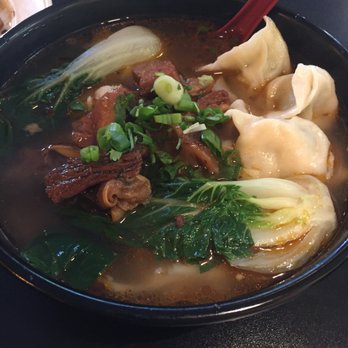 A+ Hong Kong Kitchen - Beef with wontons and chow fun noodles in a Szechuan broth. - Cantonese Near Me - Seattle, Washington