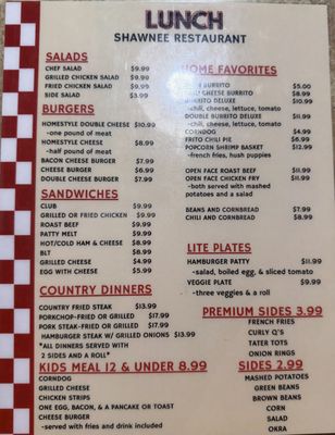 Menu photo 1 Shawnee Restaurant Muskogee, OK Menu photo 1 Shawnee Restaurant Muskogee, OK