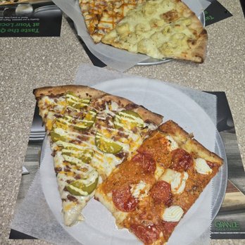 Pizza City - Chipotle chicken pizza slice, tortellini pizza slice, dill pickle pizza slice, pepperoni grandma-style pizza slice. - Pizza Near Me - Pearl River, New York Pizza City - Chipotle chicken pizza slice, tortellini pizza slice, dill pickle pizza slice, pepperoni grandma-style pizza slice. - Pizza Near Me - Pearl River, New York