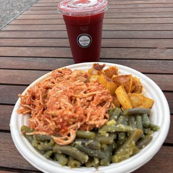 Latin Square Cuisine - Shredded chicken with yellow rice, black beans, green beans, and potatoes - Latin American Near Me - Orlando, Florida Latin Square Cuisine - Shredded chicken with yellow rice, black beans, green beans, and potatoes - Latin American Near Me - Orlando, Florida
