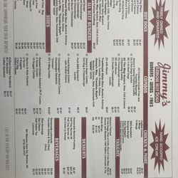 Jimmy's Famous Hot Dogs - The menu