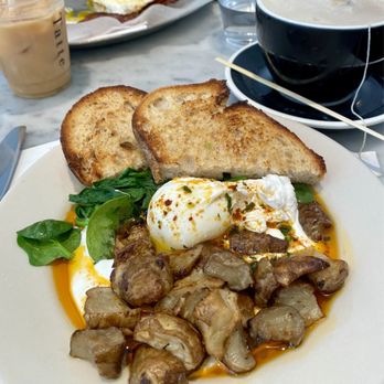 Tatte Bakery & Cafe - Artichoke, spinach, poached egg dish with sourdough bread. - Bakeries Near Me - Washington, DC, District of Columbia