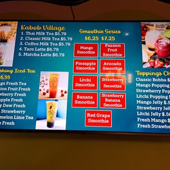 Kabob Village - Drinks Menu as of 1/15/25 - Bubble Tea Near Me - Rocklin, California