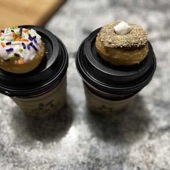 Mini Dixie Donuts - His and hers. S'mores donut and white icing with cute Halloween sprinkles. - Donuts Near Me - Warner Robins, Georgia Mini Dixie Donuts - His and hers. S'mores donut and white icing with cute Halloween sprinkles. - Donuts Near Me - Warner Robins, Georgia