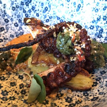 Sparrow + Wolf - Octopus special with romesco and potato pave - New American Near Me - Las Vegas, Nevada Sparrow + Wolf - Octopus special with romesco and potato pave - New American Near Me - Las Vegas, Nevada