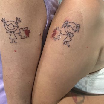 Hand Forged Tattoo - The sister tattoos together the puzzle piece make a heart - Piercing Near Me - Shreveport, Louisiana Hand Forged Tattoo - The sister tattoos together the puzzle piece make a heart - Piercing Near Me - Shreveport, Louisiana