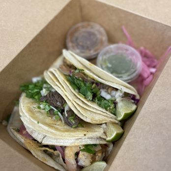 West Coast Tacos - Taco Flight: chicken, steak, chicken - Tacos Near Me - Bellevue, Washington West Coast Tacos - Taco Flight: chicken, steak, chicken - Tacos Near Me - Bellevue, Washington
