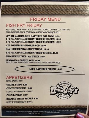 Menu photo 2 Bobber’s On The Lake Butternut, WI Menu photo 2 Bobber’s On The Lake Butternut, WI