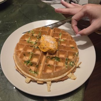 Agnes and Sherman - Savory scallion waffle - Diners Near Me - Houston, Texas Agnes and Sherman - Savory scallion waffle - Diners Near Me - Houston, Texas