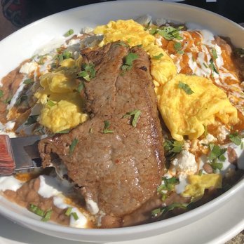 Cafe Topes - Chiliquiles with "crack". Beware of the extra spicy hotness. - Coffee & Tea Near Me - Carlsbad, California