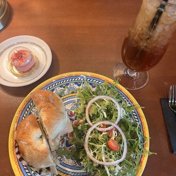 Gabi Coffee and Bakery - Chicken Basil Pesto Sandwich, Cheeky Peach Tea, strawberry macaron, - Bakeries Near Me - Henderson, Nevada Gabi Coffee and Bakery - Chicken Basil Pesto Sandwich, Cheeky Peach Tea, strawberry macaron, - Bakeries Near Me - Henderson, Nevada