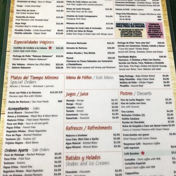 Wajiro's Restaurant - Side two of their menu - Cuban Near Me - Miami, Florida