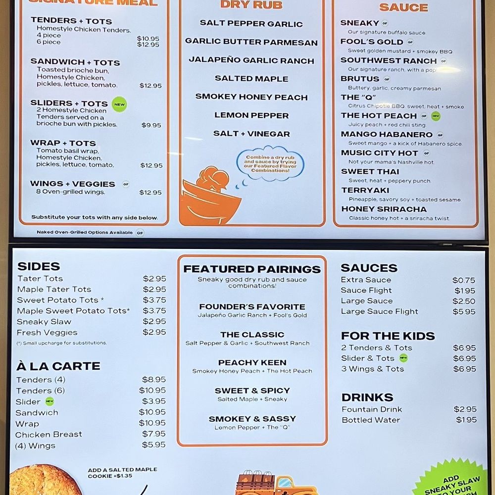 sneakybird - Menu - Chicken Shop Near Me - Queen Creek, Arizona