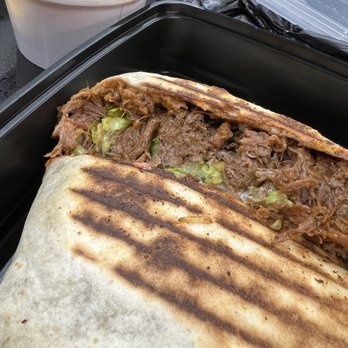 Fatima's Grill - Birria Crunch Wrap with consume - Mediterranean Near Me - Downey, California