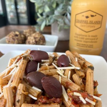 Channel Islands - Come try our Red Lentil Pasta Salad. GLUTEN FREE and VEGAN. Penne pasta, Kalamata olives, sun-dried tomatoes, with pesto and vegan cheese! - Juice Bars & Smoothies Near Me - Ventura, California Channel Islands - Come try our Red Lentil Pasta Salad. GLUTEN FREE and VEGAN. Penne pasta, Kalamata olives, sun-dried tomatoes, with pesto and vegan cheese! - Juice Bars & Smoothies Near Me - Ventura, California