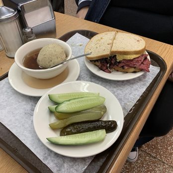 Katz's Delicatessen - Pastrami Sandwich, Matzo Ball Soup and lot of pickles! - Delis Near Me - New York, New York