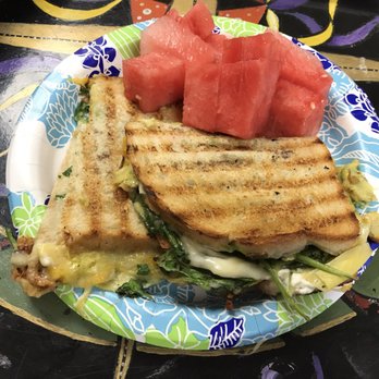 Mad Hatters Cafe & Co-Op - Artichoke Spinach Panini with a side of watermelon! Delicious! - Cafes Near Me - Athens, Pennsylvania Mad Hatters Cafe & Co-Op - Artichoke Spinach Panini with a side of watermelon! Delicious! - Cafes Near Me - Athens, Pennsylvania