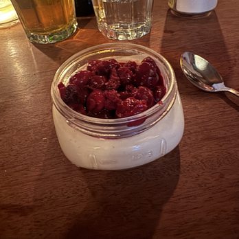 Le French Diner - cherries panna cotta - French Near Me - New York, New York Le French Diner - cherries panna cotta - French Near Me - New York, New York