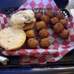 Fisher's Bar And Grill - Cajun burger with hush puppies