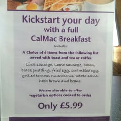 Caledonian MacBrayne - Breakfast menu