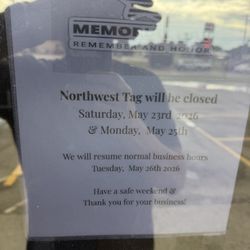 Northwest Tag Agency - Attacked to their window
