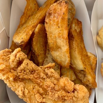 Krispy Krunchy Chicken - Wedge fries plus one Cajun tender. - Chicken Shop Near Me - San Ramon, California Krispy Krunchy Chicken - Wedge fries plus one Cajun tender. - Chicken Shop Near Me - San Ramon, California