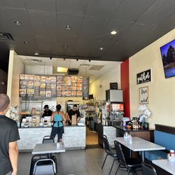 Wide angle of inside of restaurant