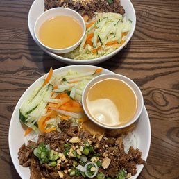 Vermicelli grilled pork, egg roll and shrimp paste