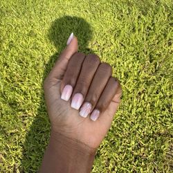Rose Nails - Acrylic - French ombré with a design.  Effortless, quick and easy