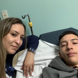 My son waiting for his CT results to make sure there was no bleeding in the brain, and x ray to make sure tailbone wasn't fractured.