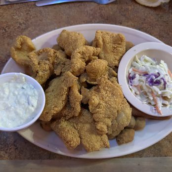 Catfish Grill - Catfish, Cole slaw, okra, tartar sauce. - American Near Me - Wichita Falls, Texas
