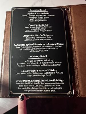 Menu photo 4 Alpine Distilling Bar Park City, UT