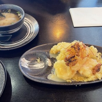 Kyushu Ramen Bar - Miso soup and honey walnut shrimp - Ramen Near Me - Columbus, Ohio Kyushu Ramen Bar - Miso soup and honey walnut shrimp - Ramen Near Me - Columbus, Ohio