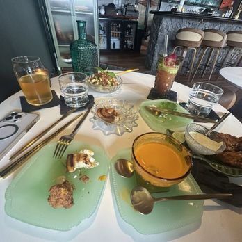 The Flying Saucer - Goat cheese flying saucer with tomato soup, crispy rice salad - Tapas/Small Plates Near Me - Kapaʻa, Hawaii The Flying Saucer - Goat cheese flying saucer with tomato soup, crispy rice salad - Tapas/Small Plates Near Me - Kapaʻa, Hawaii