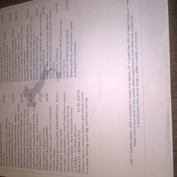 Dinner menu